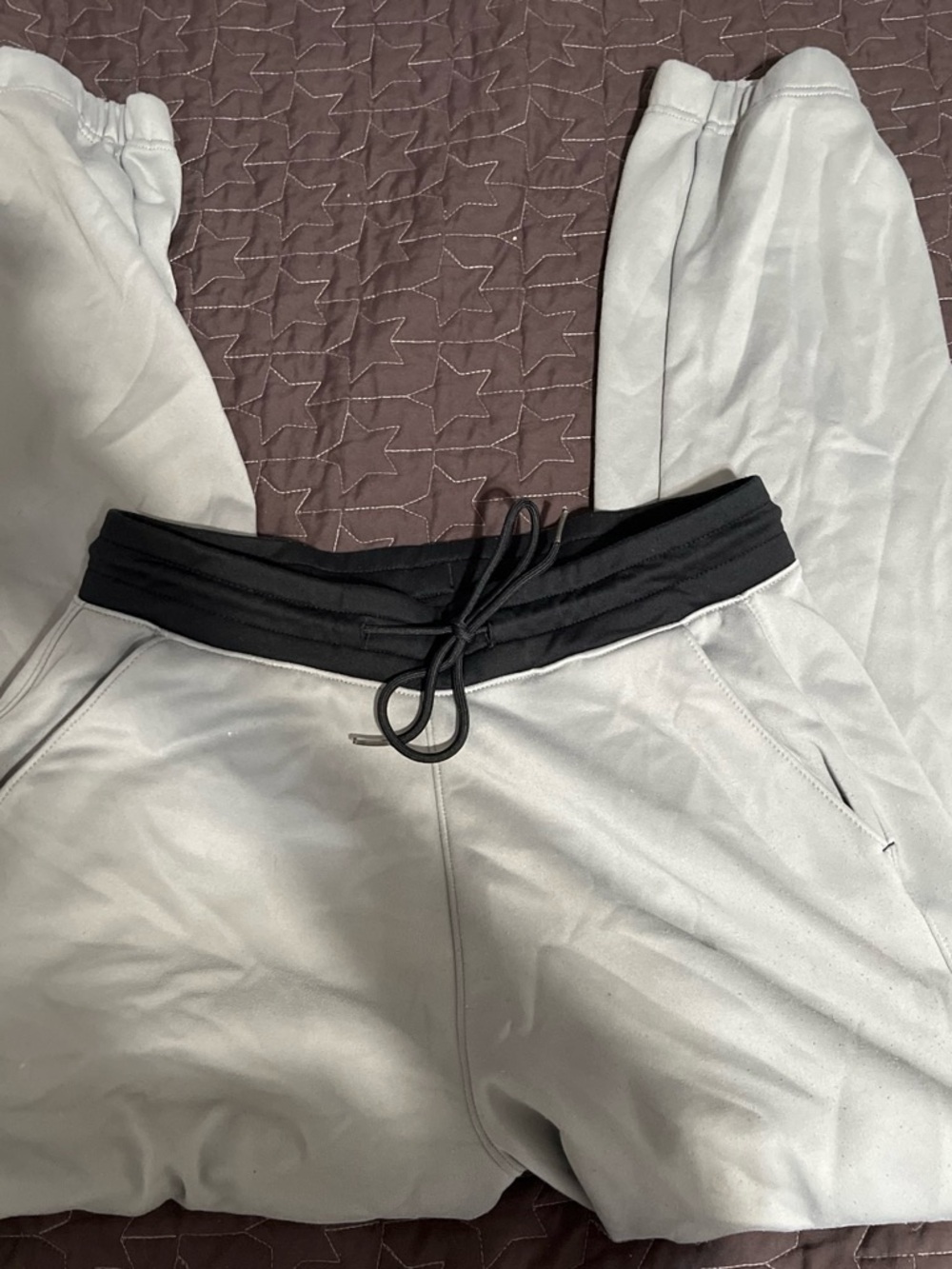 Hollister Light Gray Jogger Pants with Black Drawstring Waistband